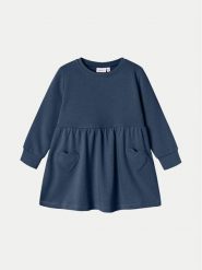 NAME IT Sukienka dzianinowa 13231933 Granatowy Relaxed Fit. Niebieskie sukienki dziewczęce Name it, bez wzorów, z dzianiny, bez ramiączek. Za 49.99 zł.