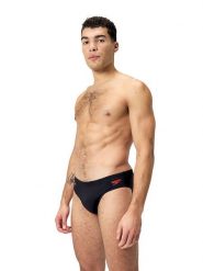 Speedo Kąpielówki "Eco+ Tech" w kolorze czarno-czerwonym rozmiar: 5. Czarne kąpielówki męskie Speedo, bez wzorów, z materiału. Za 105.38 zł.