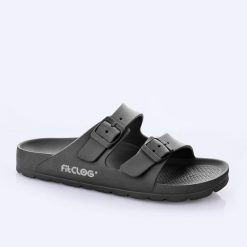Klapki damskie Lemigo Like Fitclog. Niebieskie klapki damskie Lemigo, bez wzorów, z materiału, bez obcasa. Za 99.00 zł.