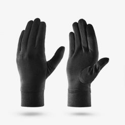 Second Life - Rękawiczki wewn. jedwabne trekkigowe MT500. Czarne rękawiczki damskie FORCLAZ, bez wzorów, z jedwabiu. Za 44.99 zł.