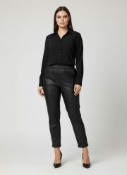 Eleganckie czarne spodnie BengaMetallic04 7/8 o kroju slim fit PLUS SIZE XXL OVERSIZE JESIEŃ. Czarne spódniczki damskie Moda Size Plus Iwanek, na jesień, plus size, bez wzorów, z elastanu, biznesowe, plus size, dopasowane. Za 199.90 zł.