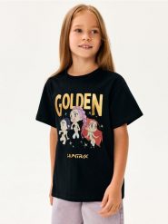 Bawełniana koszulka z nadrukiem K-Pop Demon Hunters - czarny. Czarne koszulki dziewczęce Sinsay, l, bez wzorów, z bawełny, bez ramiączek. Za 15.99 zł.