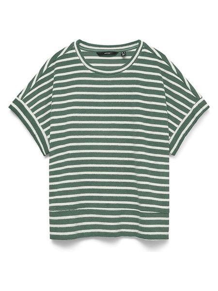Vero Moda Koszulka w kolorze zielono-białym rozmiar: S. Zielone bluzki damskie Vero Moda, s, bez wzorów, bez kołnierzyka, bez ramiączek. Za 114.95 zł.
