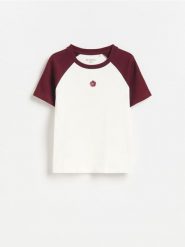 Bawełniany t-shirt z nadrukiem - wielobarwny. Koszulki dziewczęce Reserved, bez wzorów, z bawełny, bez ramiączek. Za 29.99 zł.