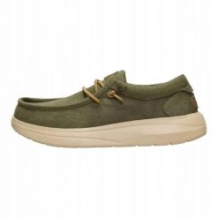 HeyDude Męskie Mokasyny Wally Comf Worn Twill. Brązowe mokasyny męskie Hey dude, z materiału. Za 399.00 zł.