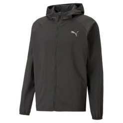 Kurtka do biegania męska PUMA Run Favourite Woven Hooded. Czarne kurtki treningowe męskie Puma, l, bez wzorów, z materiału, do biegania. Za 179.99 zł.
