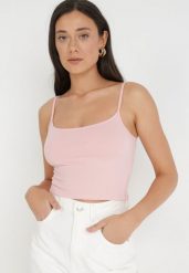 Różowy Top Haidithoe. Czerwone topy damskie Born2be, l, bez wzorów, z bawełny, bez kołnierzyka. Za 19.99 zł.