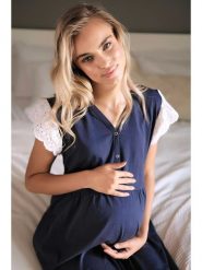 Doctor Nap Ciążowa koszula nocna w kolorze granatowym rozmiar: M. Niebieskie koszule nocne damskie Doctor Nap, bez wzorów, z bawełny, moda ciążowa. Za 126.45 zł.