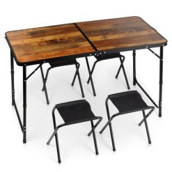Stół turystyczny składany z krzesłami aluminiowy 3w1 120x60x55/62/70 cm 5 el. Czarne walizki Vilde, bez wzorów. W wyprzedaży za 178.90 zł.