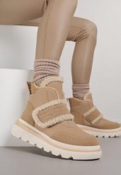 Ciemnobeżowe Śniegowce z Przeszyciami i Futerkiem Newella. Brązowe śniegowce damskie Born2be, z jeansu. Za 109.99 zł.