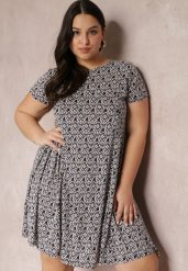 Czarno-Beżowa Sukienka Mini z Krótkimi Rękawami i Wzorem w Kwiaty Cassatha. Czarne sukienki damskie Renee, na lato, m, bez wzorów, bez kołnierzyka, bez ramiączek, mini, rozkloszowane. W wyprzedaży za 45.49 zł.