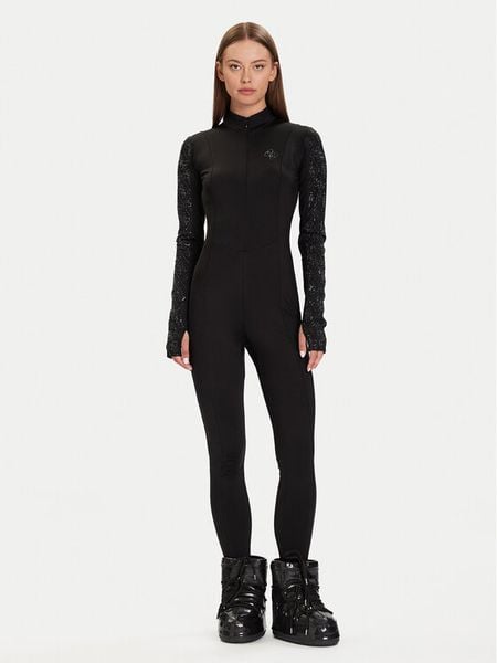 Guess Kombinezon W5BD1P K7182 Czarny Slim Fit. Czarne kombinezony damskie Guess, xl, z aplikacjami, z syntetyku, bez kołnierzyka, bez ramiączek. Za 529.99 zł.