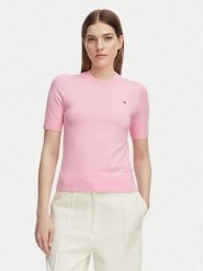 Tommy Hilfiger Sweter WW0WW49705 Różowy jasny Slim Fit. Czerwone swetry klasyczne damskie Tommy Hilfiger, xs, z bawełny, bez kołnierzyka. Za 369.99 zł.