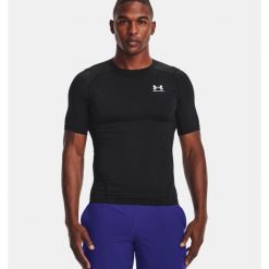 Sportowa koszulka z krótkim rękawem męski Ua Hg Armour Comp Ss - czarny. Czarne bielizna termoaktywna męska Under Armour, l, bez ramiączek. Za 109.99 zł.