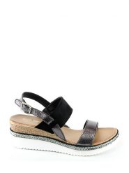 Sixth Sens Sandały w kolorze srebrno-czarnym na koturnie rozmiar: 36. Czarne sandały damskie Sixth Sens, bez wzorów, bez obcasa, na koturnie. Za 97.28 zł.