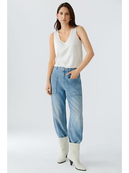 Oui Top w kolorze białym rozmiar: 44. Białe topy damskie Oui, bez wzorów, bez kołnierzyka. Za 128.55 zł.