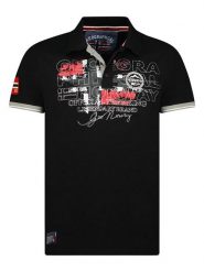 Geographical Norway Koszulka polo w kolorze czarnym rozmiar: S. Czarne koszulki polo męskie Geographical Norway, s, z aplikacjami, z bawełny, bez ramiączek. Za 43.88 zł.