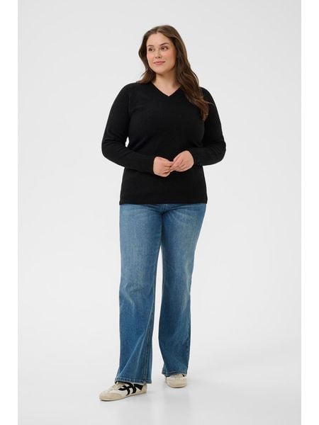 KAFFE curve Sweter w kolorze czarnym rozmiar: XL. Czarne swetry klasyczne damskie KAFFE curve, xl, bez kołnierzyka. Za 113.10 zł.