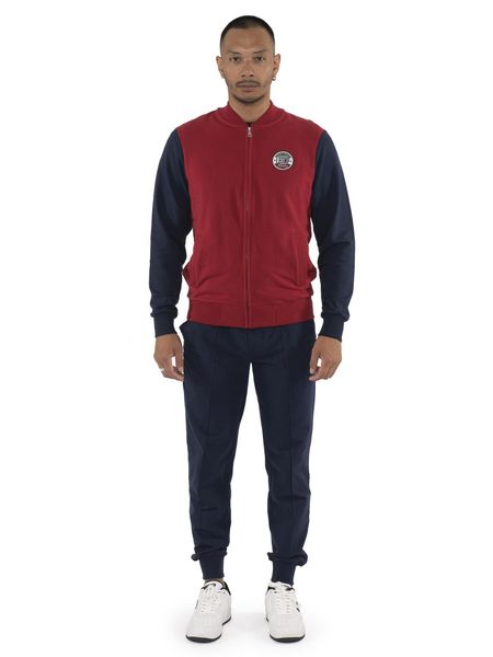Bluza z bawełna z zamek błyskawiczny na co dzień. Czerwone bluzy sportowe męskie LEONE 1947 APPAREL, bez wzorów, z bawełny, bez kołnierzyka, bez ramiączek. Za 492.57 zł.