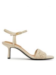 Tommy Hilfiger Sandały Crochet Lthr Kitten Sandal FW0FW08587 Beżowy. Brązowe sandały damskie Tommy Hilfiger, bez wzorów, ze skóry, bez obcasa, na szpilce. Za 349.99 zł.