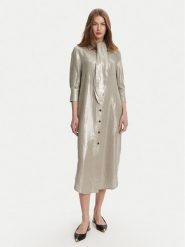 Marella Sukienka letnia Talpa 2513221134 Szary Regular Fit. Szare sukienki damskie Marella, na lato, bez wzorów, ze lnu, bez kołnierzyka, bez ramiączek. Za 1,349.00 zł.