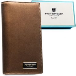 Brązowy portfel damski ze skóry naturalnej i ekologicznej z systemem RFID PTN PS1431-HNL Peterson. Brązowe portfele damskie Peterson, bez wzorów, ze skóry. Za 134.99 zł.