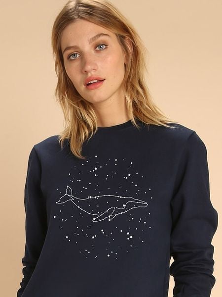 WOOOP Bluza "Whale Constellation" w kolorze granatowym rozmiar: XXL. Niebieskie bluzy bez kaptura damskie Wooop, xxl, z bawełny. Za 108.99 zł.