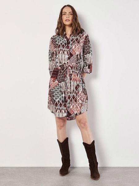 Apricot Sukienka w kolorze bordowo-czarno-białym rozmiar: XXL. Białe sukienki damskie Apricot, na co dzień, s, bez wzorów, z tkaniny, klasyczne, bez kołnierzyka, bez ramiączek, mini, proste. Za 82.83 zł.