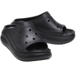 Klapki Crocs Crush Slide 208731-001 czarne. Czarne klapki damskie bez wzorów, z materiału, bez obcasa. Za 345.55 zł.