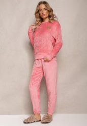 Różowy Komplet Piżamowy Luźna Bluza i Spodnie Joggery Mlikena. Czerwone bluzy bez kaptura damskie Renee, xl. Za 44.99 zł.