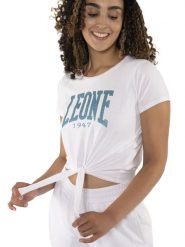 Koszulka miękka z bawełna na co dzień na siłownię. Białe bluzki sportowe damskie LEONE 1947 APPAREL, xs, bez wzorów, z bawełny, bez kołnierzyka. Za 164.19 zł.