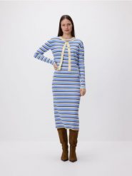 Sukienka z kardiganem - wielobarwny. Sukienki damskie Reserved, l, bez wzorów, z tkaniny, bez kołnierzyka, bez ramiączek, dopasowane. Za 239.99 zł.