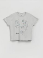 T-shirt Jak wytresować smoka - jasnoszary. Szare koszulki dziewczęce Reserved, bez wzorów, z bawełny, bez ramiączek. Za 49.99 zł.