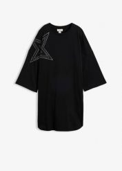 Długi T-shirt oversize z czystej bawełny organicznej. Czarne t-shirty damskie bonprix, z aplikacjami, z bawełny, bez kołnierzyka. Za 84.99 zł.