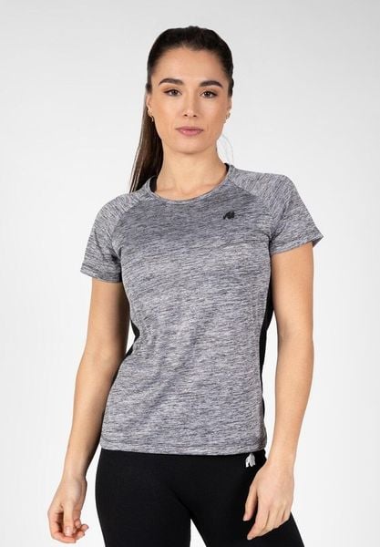 Monetta Performance Koszulka - Szary Melange/Czarny. Czarne bluzki sportowe damskie GORILLA WEAR, l, z poliesteru, bez kołnierzyka, bez ramiączek. Za 178.00 zł.