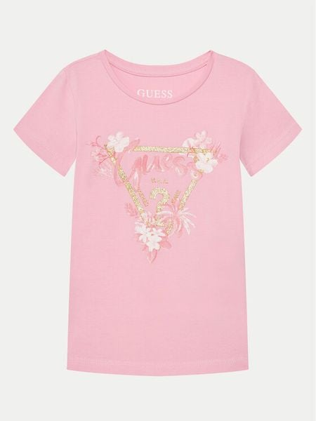 Guess T-Shirt K5GI14K6YW4 Różowy Regular Fit. Czerwone koszulki dziewczęce Guess, z aplikacjami, z bawełny, bez ramiączek. Za 49.99 zł.