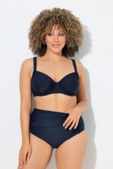 Damskie Bikini z fiszbinami marszczenie regulowane ramiączka. Niebieskie bikini damskie Ulla Popken, bez wzorów, plus size. Za 111.99 zł.