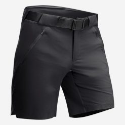 Spodenki turystyczne męskie Quechua MH500. Czarne szorty męskie QUECHUA, z elastanu, bez kołnierzyka. Za 79.99 zł.