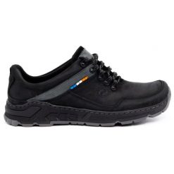 Olivier Męskie buty trekkingowe skórzane 292GT czarne. Czarne buty trekkingowe męskie na jesień, z jeansu, bez zapięcia. Za 319.69 zł.