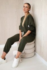Komplet z wiskozy bluza + spodnie khaki. Brązowe bluzy bez kaptura damskie Kesi Włoski, l, z dresówki. Za 342.93 zł.