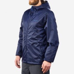 Kurtka turystyczna męska Quechua Raincut wodoodporna zamek. Niebieskie kurtki męskie QUECHUA, m, bez wzorów, z materiału, z kapturem. Za 69.99 zł.