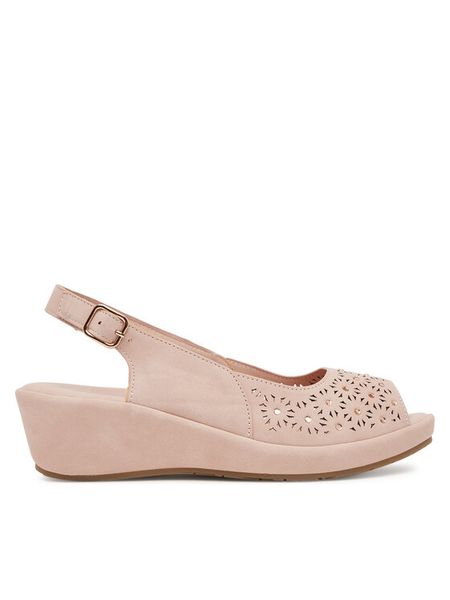 Clara Barson Sandały WFA3950-1 Różowy. Czerwone sandały damskie Clara Barson, bez wzorów, z materiału, bez obcasa, na koturnie. Za 119.99 zł.