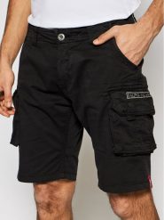 Alpha Industries Szorty materiałowe Crew 176203 Czarny Slim Fit. Czarne szorty męskie Alpha Industries, z bawełny, bez kołnierzyka. Za 319.99 zł.