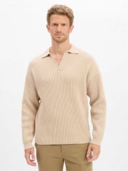 Drykorn sweter z dzianiny - Rustino Mężczyźni beżowy, XXL. Brązowe swetry męskie Drykorn, m, bez wzorów, z dzianiny, bez kołnierzyka. Za 749.95 zł.