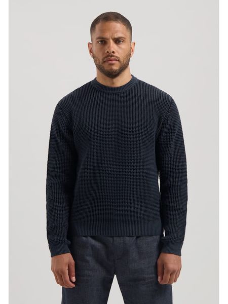 DSTREZZED Sweter w kolorze granatowym rozmiar: L. Niebieskie swetry męskie DSTREZZED, l, bez wzorów, z bawełny, bez kołnierzyka. Za 271.03 zł.