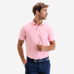 Koszulka polo do golfa z krótkim rękawem męska Inesis MW500. Czerwone koszulki polo męskie INESIS, m, bez wzorów, z bawełny, bez ramiączek. Za 59.99 zł.