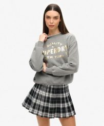 Bluza turystyczna damska Superdry Luxe Metallic. Szare bluzy bez kaptura damskie Superdry., m, z bawełny. Za 198.49 zł.