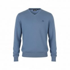 State Of Art męski sweter V-neck bawełniany S. Niebieskie swetry męskie 55PROTEC, m, bez wzorów, z bawełny, bez kołnierzyka. Za 265.99 zł.