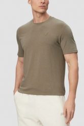 GUESS Zielony męski t-shirt z lampasami na krótki rękaw Hedley, Rozmiar XL. Zielone t-shirty męskie Guess, m, z aplikacjami, bez kołnierzyka. W wyprzedaży za 89.99 zł.