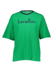 Benetton Koszulka w kolorze zielonym rozmiar: L. Zielone bluzki damskie Benetton, l, bez wzorów, bez kołnierzyka. Za 61.46 zł.